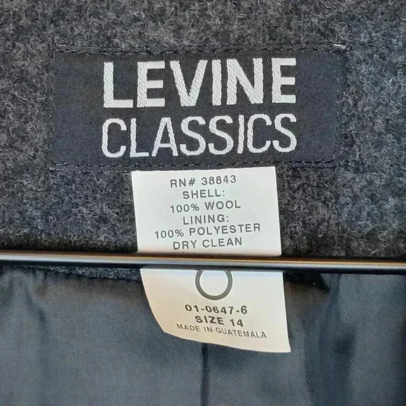 Levine Classics Gorgeous Dark Grey 100% Wool Long Trench Coat, Size 14 RN38843 - Picture 12 of 12